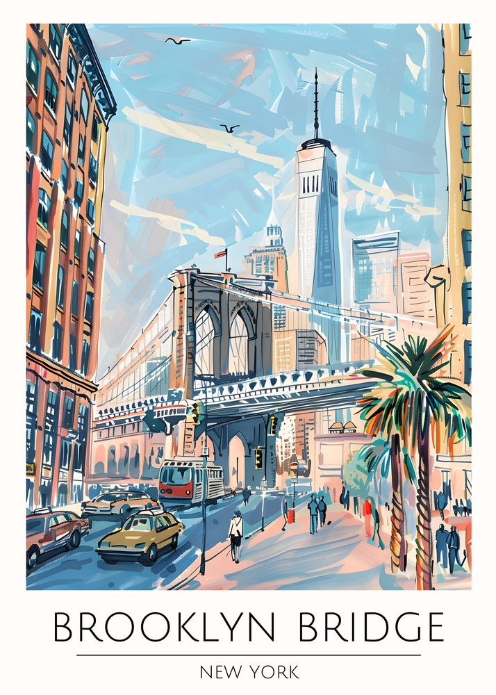 Brooklyn Bridge - Urban Symphony in New York premium reproduction
