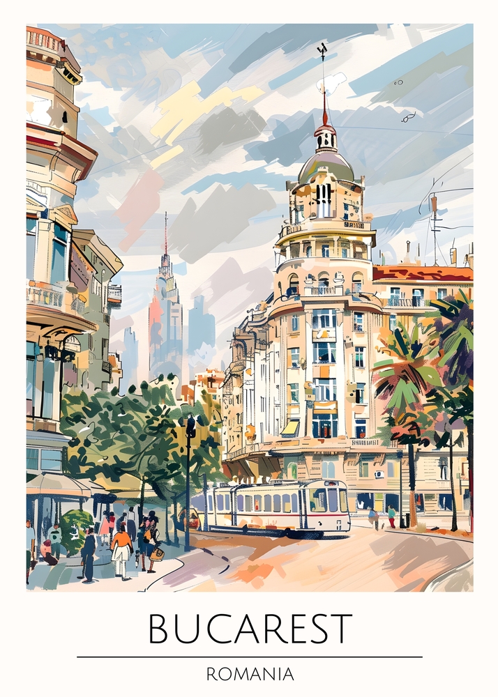 Bucharest Urban Elegance – Cityscape Art Print premium reproduction