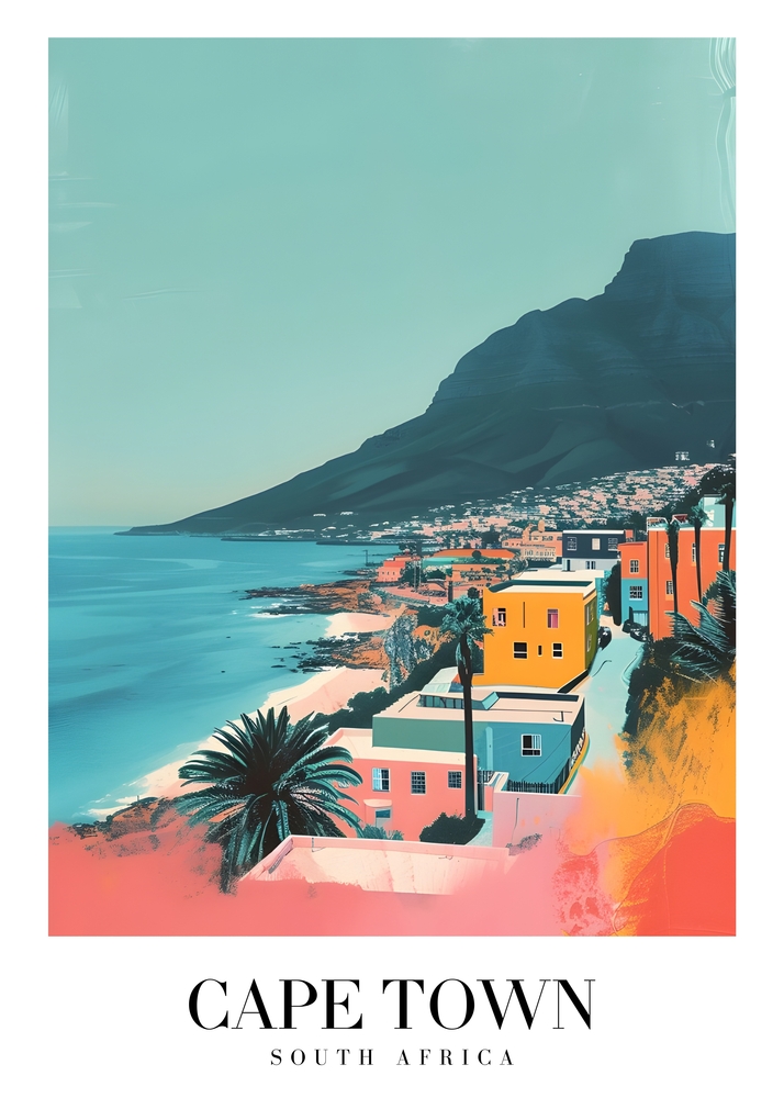 Cape Town - Coastal Vibrance Art Collection premium reproduction
