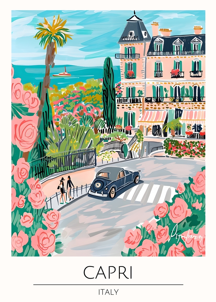 Capri - Enchanting Street Scene premium reproduction