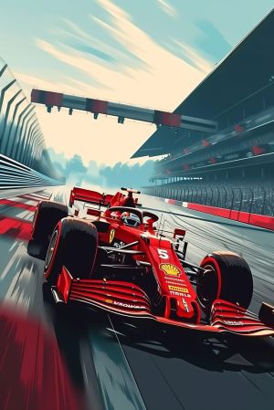 Velocity in Crimson: Racing Horizon wall art