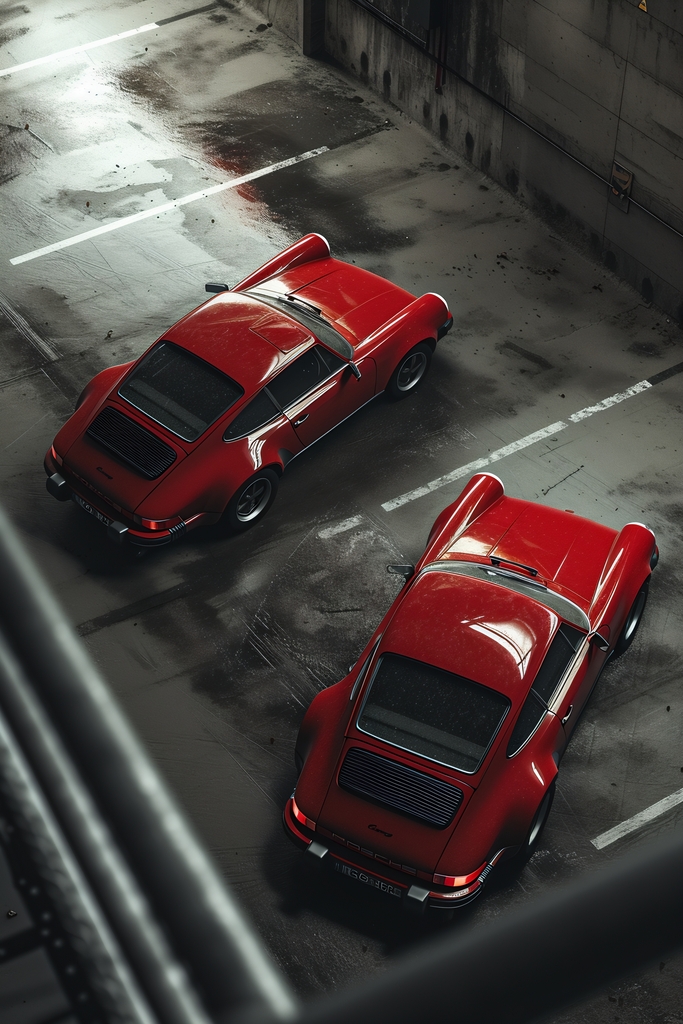 Crimson Reverie: Dual Perspectives in Motion premium reproduction