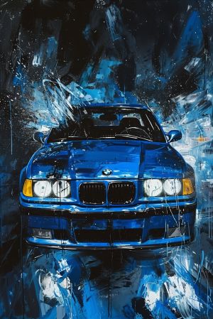 Velocity in Blue: Automotive Expressionism wall art