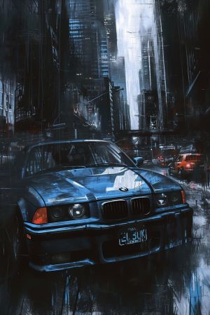 Urban Nocturne: Automotive Elegance wall art