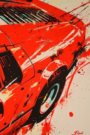 Dynamic Red Velocity - Automotive Artistry wall art