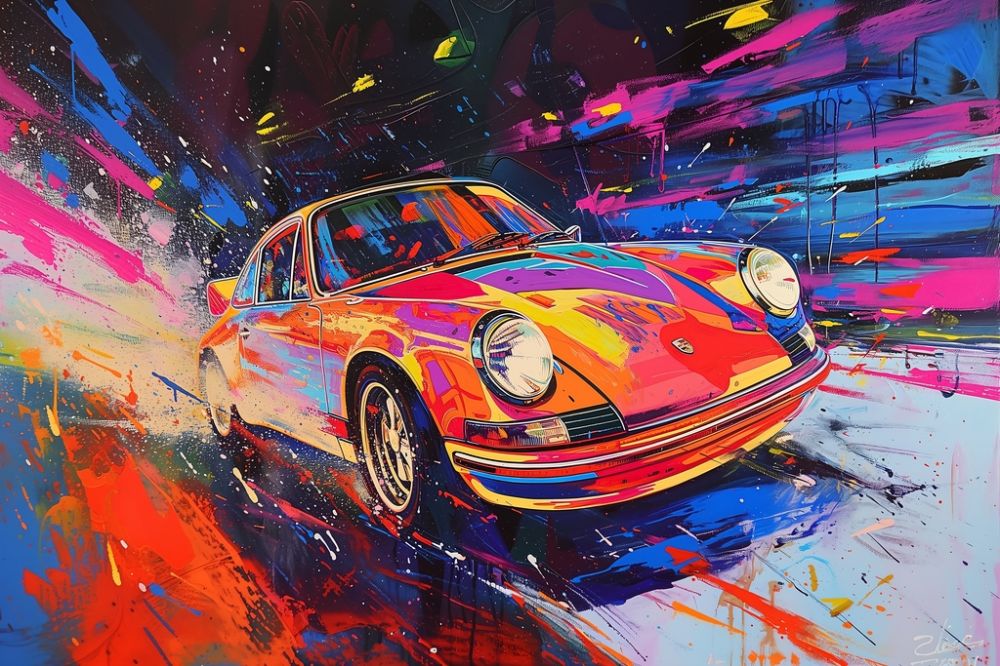 Neon Velocity: A Tribute to Classic Elegance premium reproduction