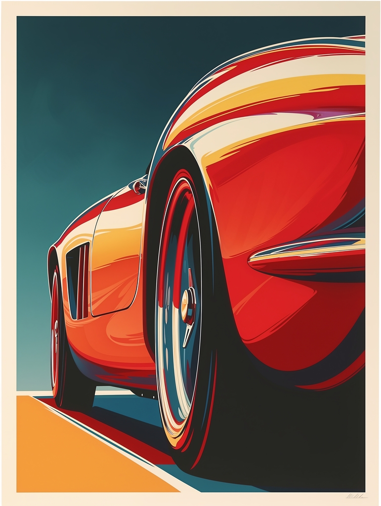 Velocity in Vermillion: Automotive Elegance premium reproduction