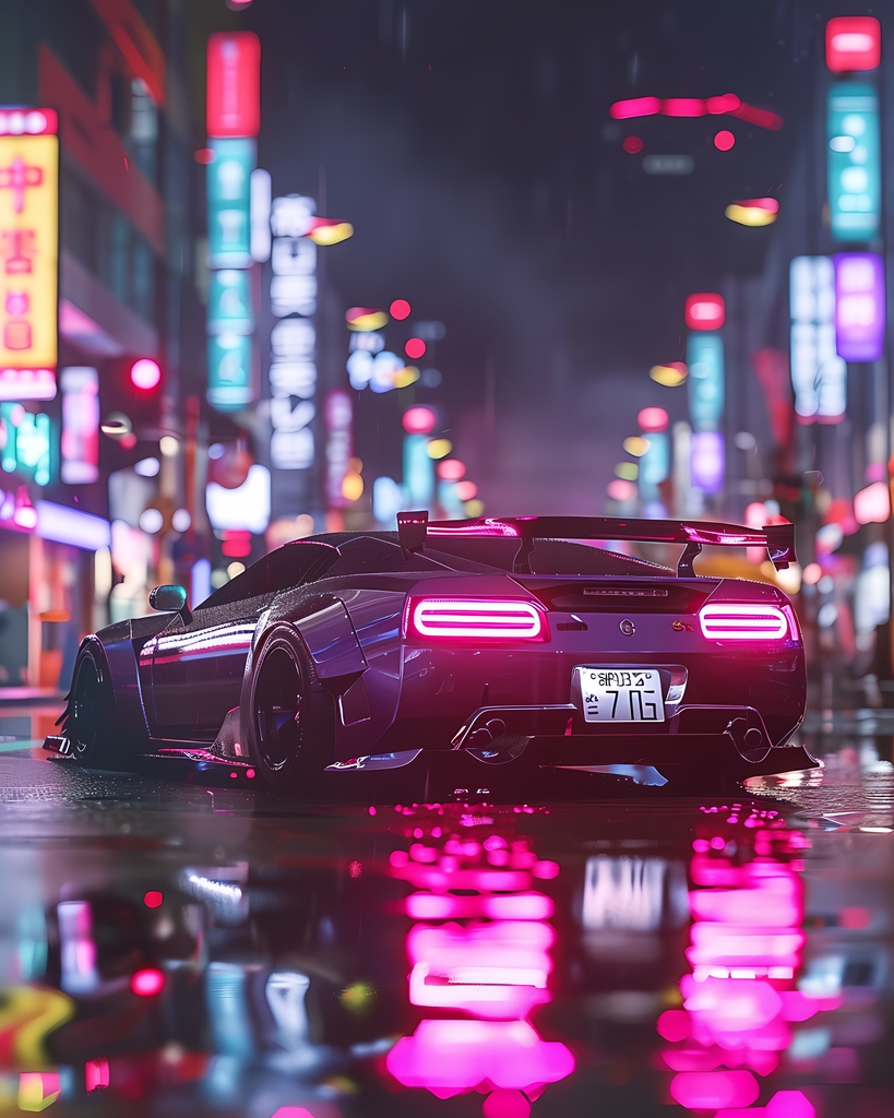 Neon Reverie: A Nocturnal Drive premium reproduction
