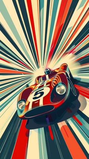 Velocity in Vivid Hues: Iconic Racer No. 5 wall art