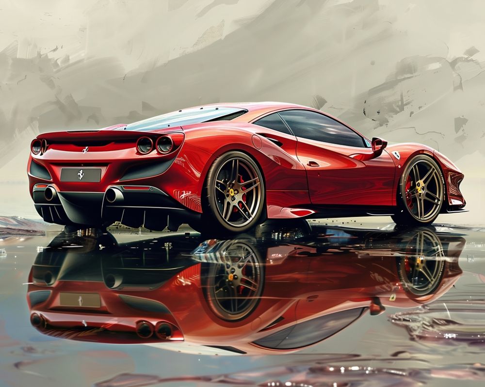 Reflections of Speed: Red Elegance premium reproduction