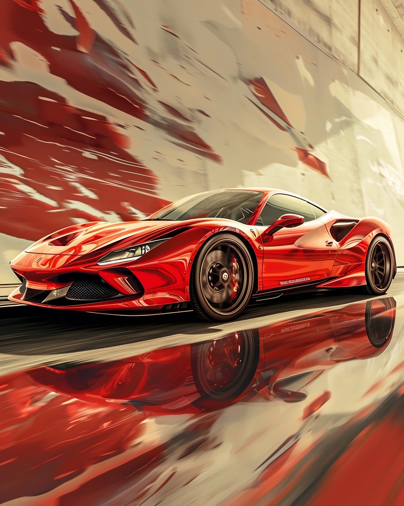 Crimson Velocity: Masterpiece on Wheels premium reproduction