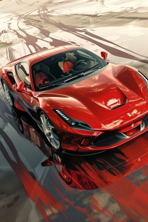 Crimson Elegance: Reflections of Velocity wall art