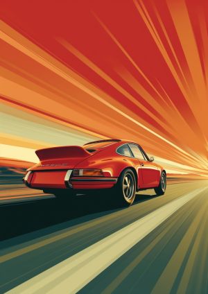 Velocity in Retro Red: A Timeless Journey wall art