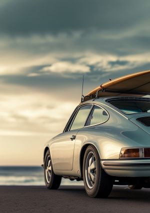 Timeless Journey: A Classic Car on the Coast wall art