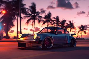 Vintage Sunset Drive: Elegance in Motion wall art