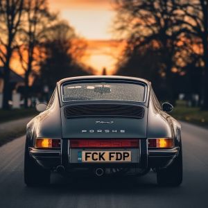 Elegance in Motion: A Timeless Porsche at Dusk wall art