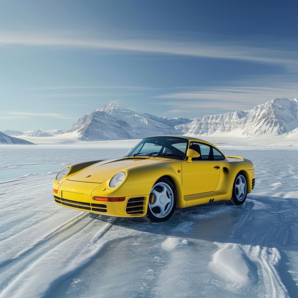 Aurora Drift: Yellow Spectacle in Alpine Serenity premium reproduction