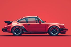 Elegance in Motion: The Classic Red Porsche wall art
