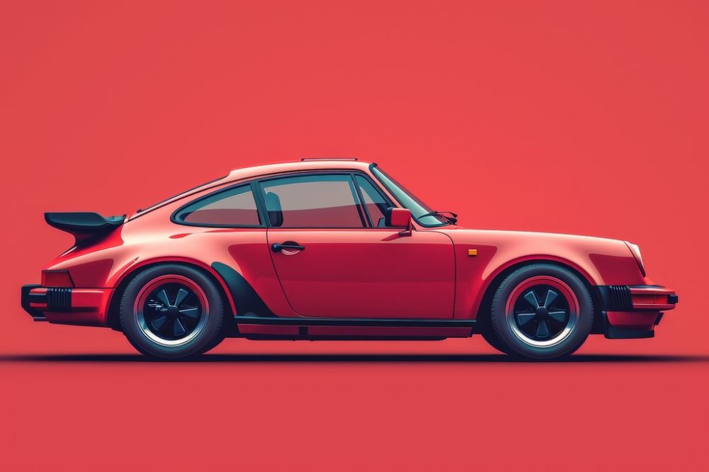 Elegance in Motion: The Classic Red Porsche premium reproduction