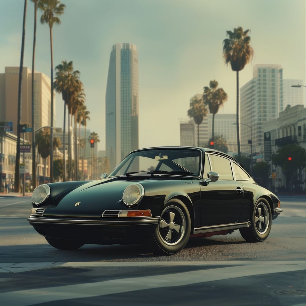Classic Elegance: Vintage Coupe in Urban Serenity premium reproduction