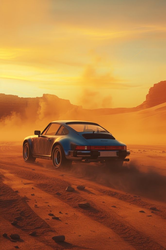 Eternal Journey: Porsche in Desert Splendor premium reproduction