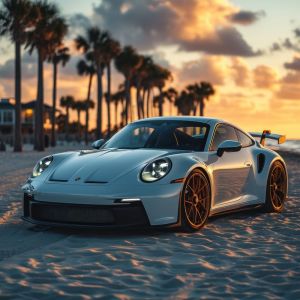 Ocean Sunset Elegance: Automotive Artistry wall art