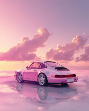 Pastel Reverie: Automotive Elegance at Dusk wall art