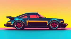 Vibrant Elegance: Retro Automotive Icon wall art