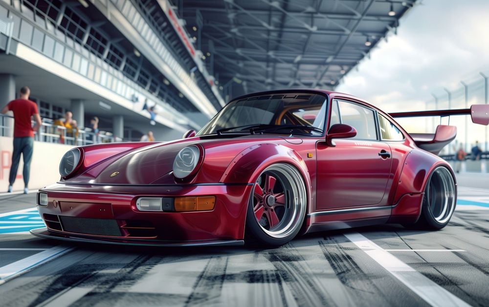 Racing Elegance: The Scarlet Speedster premium reproduction