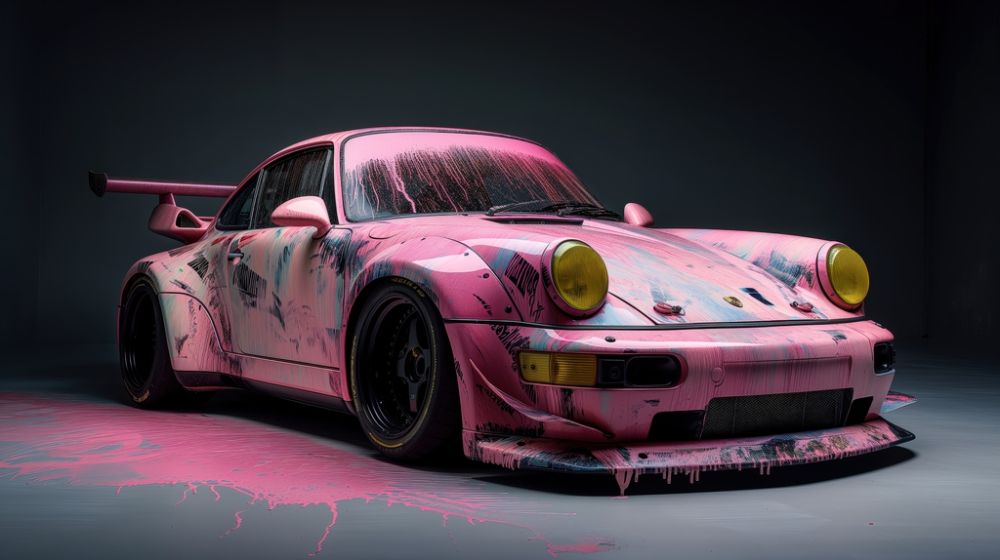 Chromatic Velocity: Pink Elegance on Wheels premium reproduction