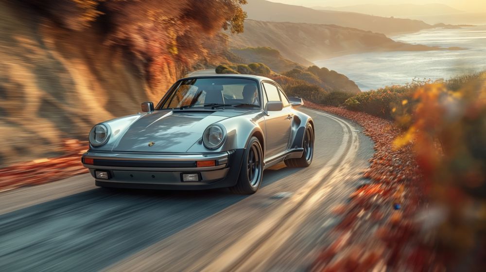 Timeless Elegance: Coastal Drive at Dawn premium reproduction