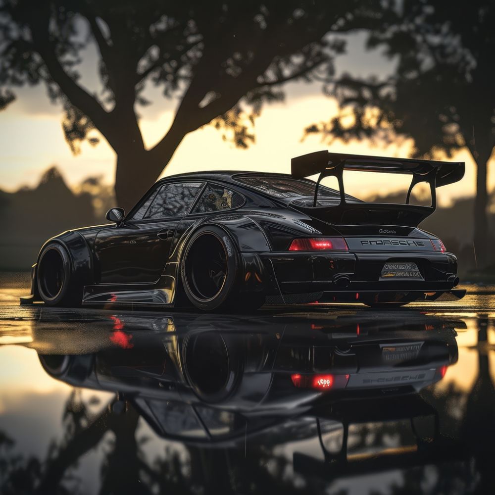 Automotive Reflection: A Study in Artistry premium reproduction