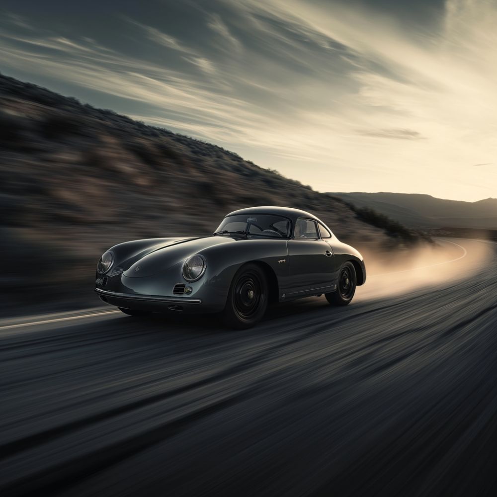 Eternal Journey: Classic Car on Open Road premium reproduction