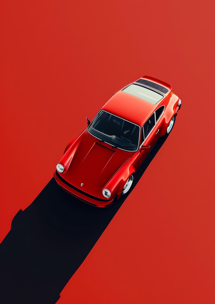 Crimson Elegance: A Timeless Drive premium reproduction