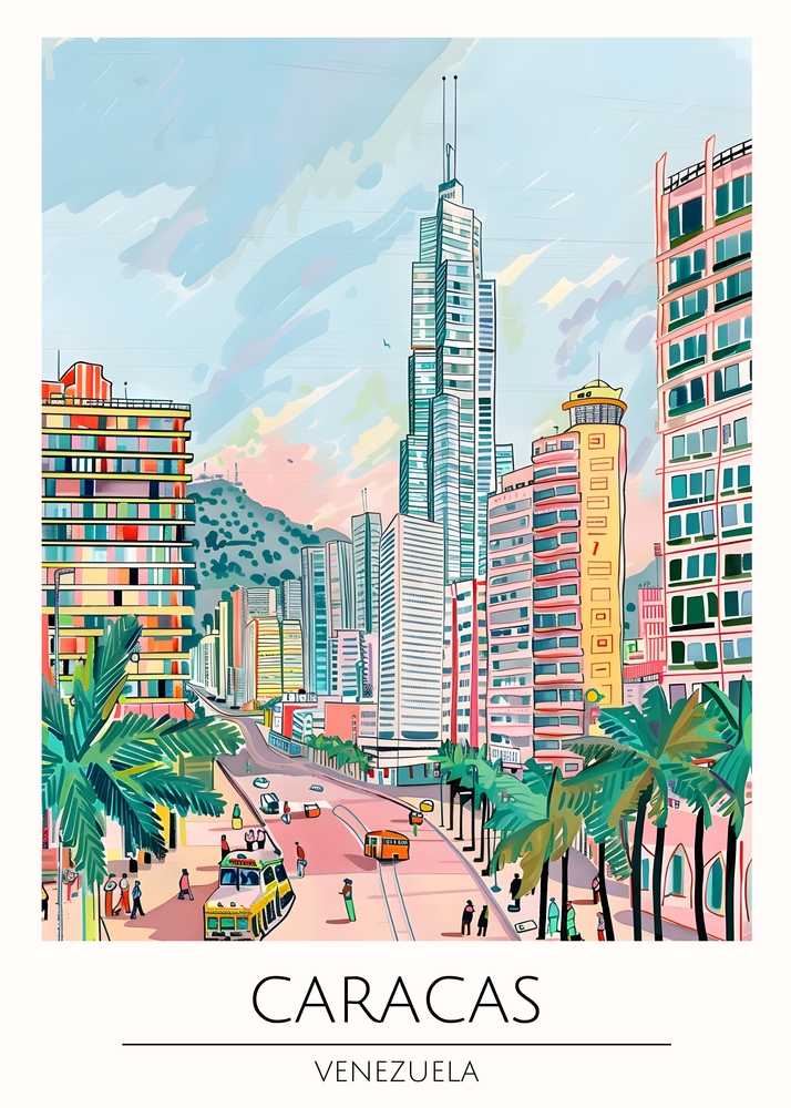 Urban Panorama of Caracas - Venezuela premium reproduction