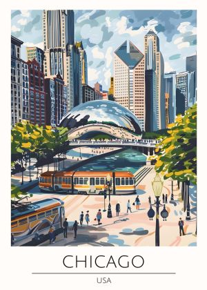 Urban Symphony: Chicago's Luminous Skyline wall art