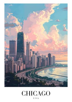 Elevated Horizons: Chicago Skyline at Dawn wall art
