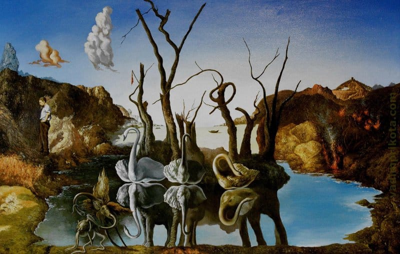 Dalí - Swans Reflecting Elephants Surrealist Art premium reproduction printed or painted