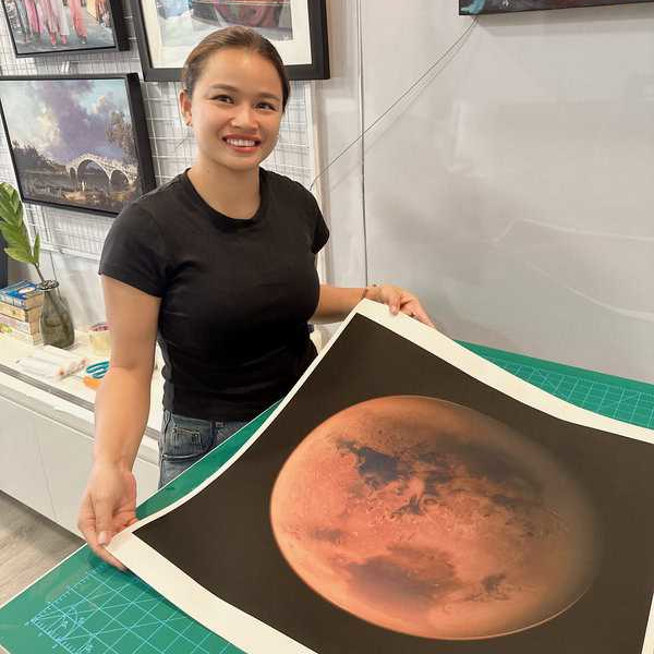 Master artist hand-painting a custom fine art reproduction canvas in the Poppins Shop atelier