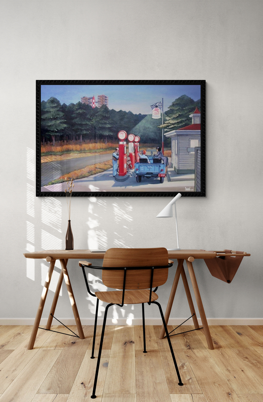 Large wall art canvas framed in a modern interior setting