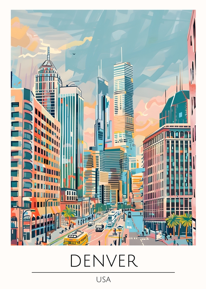 Dynamic Urban Panorama – Denver premium reproduction
