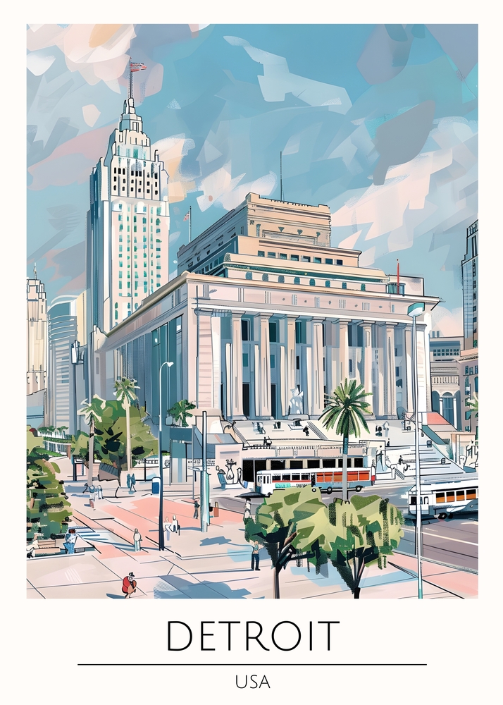 Detroit Skyline - Urban Artistry premium reproduction