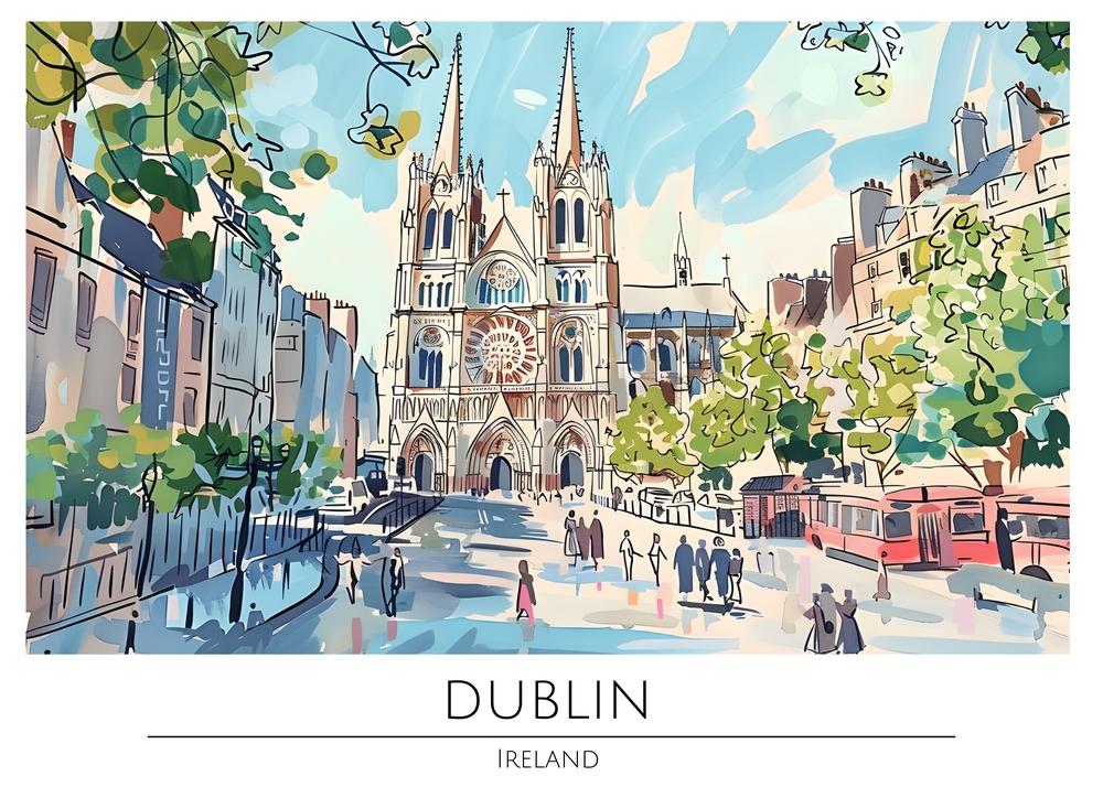 Tranquil Glimpse of Dublin's Architectural Grandeur premium reproduction