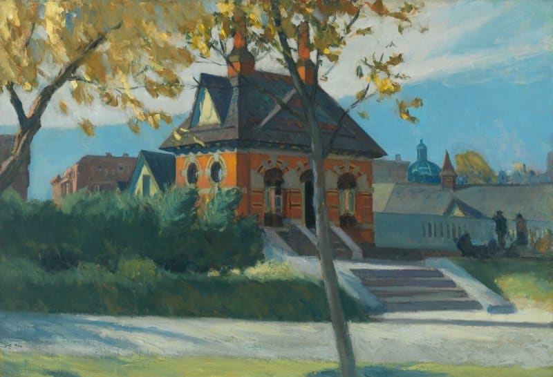 Edward Hopper - Small Town Station Wall Art premium reproduction