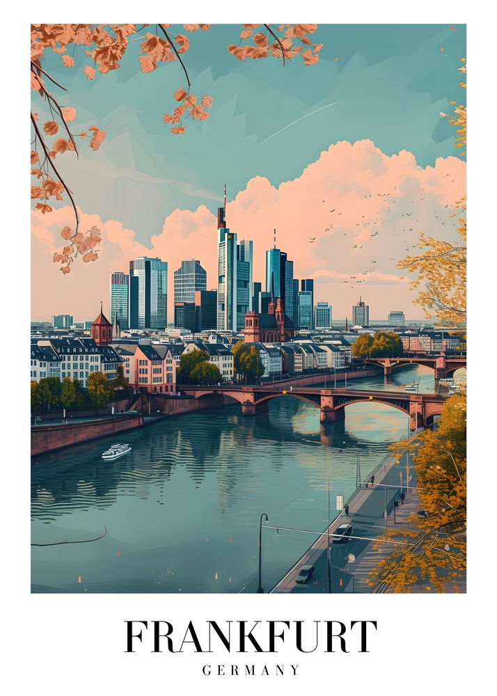 Frankfurt Skyline - Autumn's Embrace premium reproduction