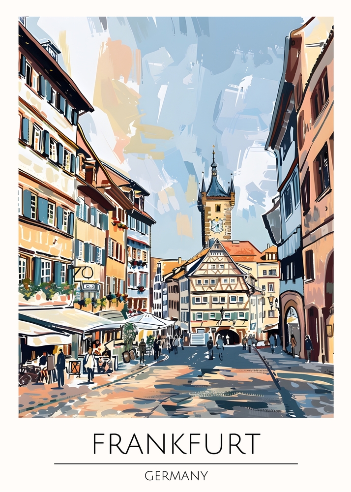 Architectural Charm of Frankfurt - Urban Art premium reproduction