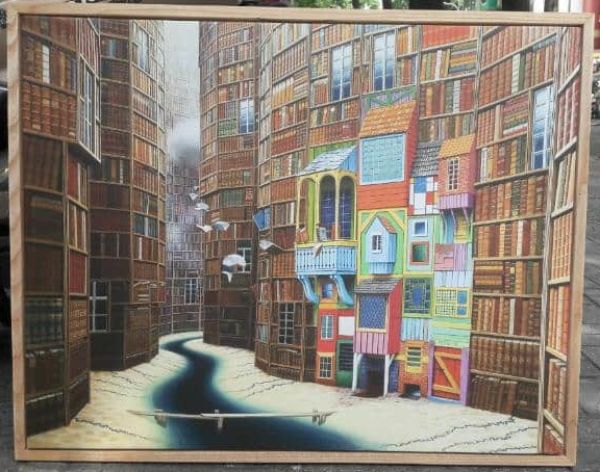 Framed - Jacek Yerka Ink Street - 32 X 25 In - Poppins Shop Atelier Study
