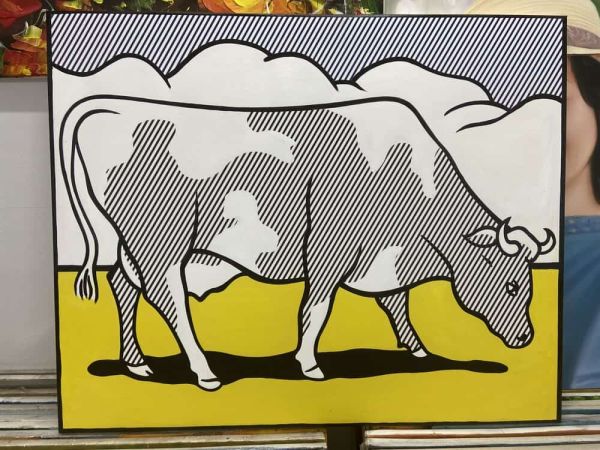 Lichtenstein Print And Painted Cow Going Abstract 1 - Poppins Shop Atelier Study