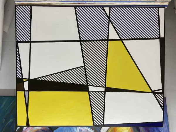 Lichtenstein Print And Painted Cow Going Abstract 2 - Poppins Shop Atelier Study