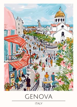 Vibrant Stroll Through Genova's Streets wall art
